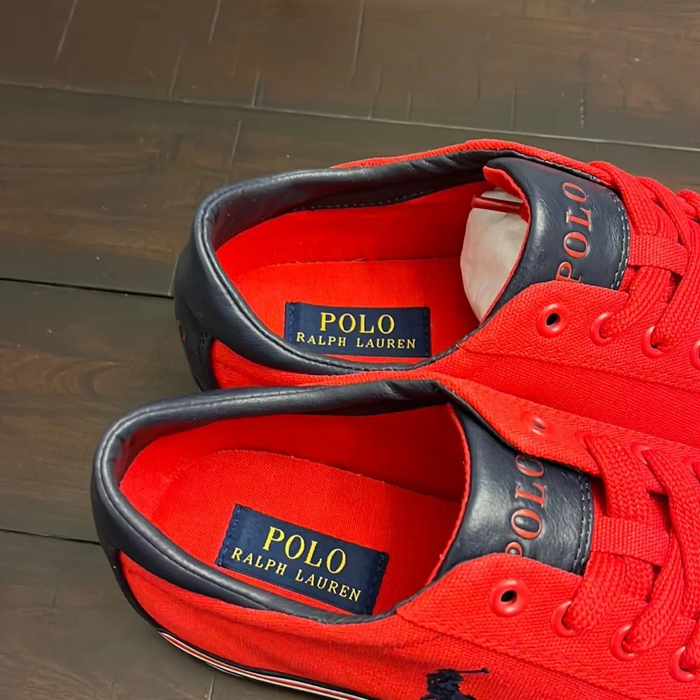 Polo Ralph Lauren Harvey SK VLC Shoes Sneakers Boat Deck Canvas red Mens Sizes